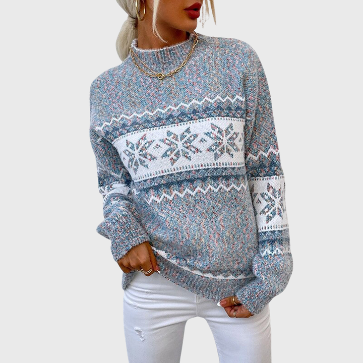 Kielo | Light Blue Vintage Jumper with Nordic Pattern