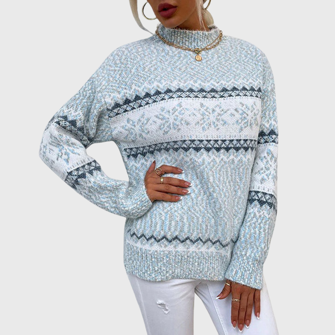 Kielo | Light Blue Vintage Jumper with Nordic Pattern