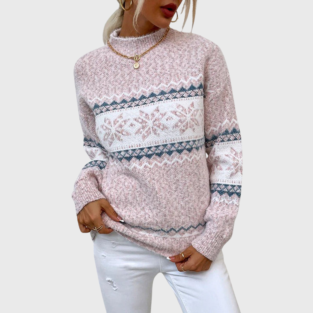 Kielo | Light Blue Vintage Jumper with Nordic Pattern