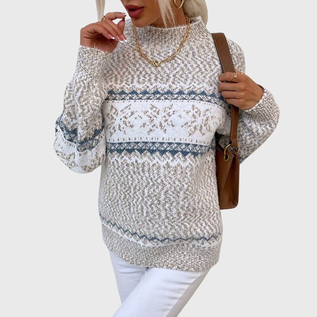 Kielo | Light Blue Vintage Jumper with Nordic Pattern