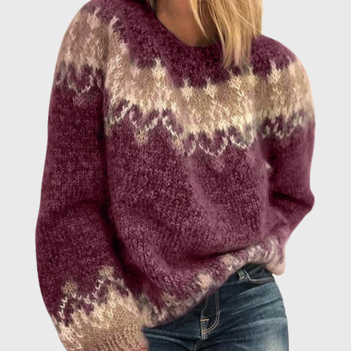 Nikola | Brown Cosy Jumper with Nordic Pattern