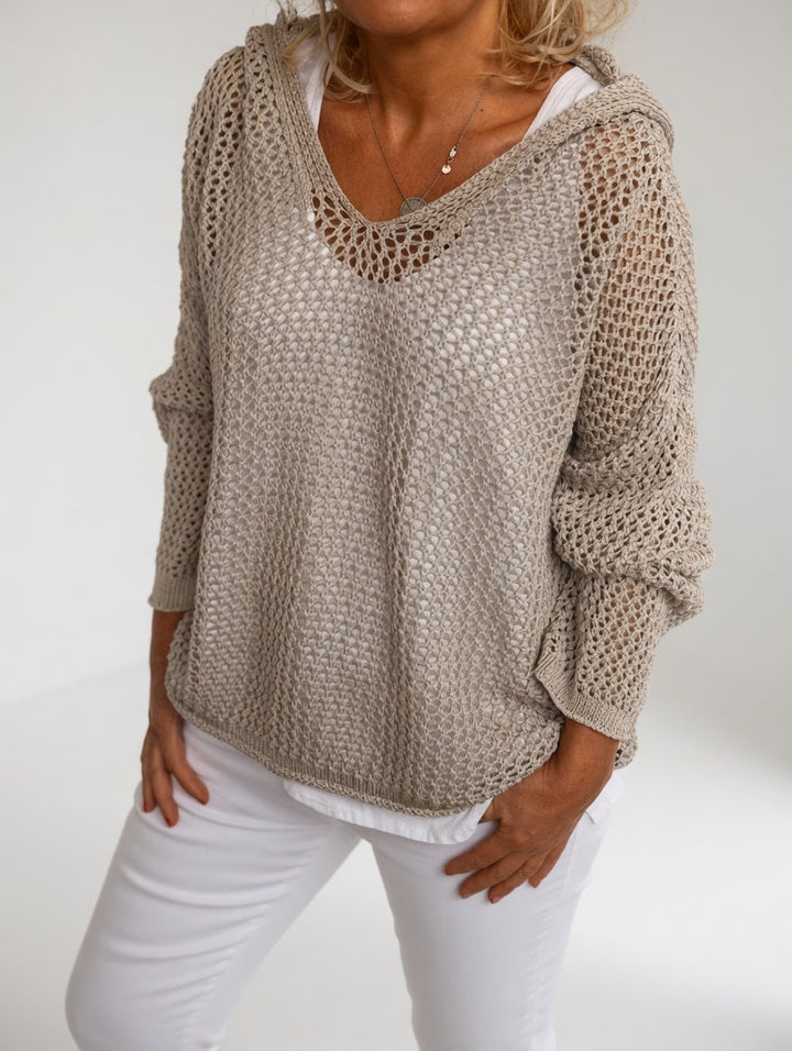 Évarielle™ — Open-Knit Sweater with Relaxed Collar