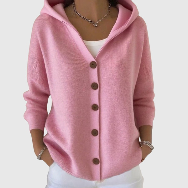 Lucienne - Plain Pink Hooded Cardigan
