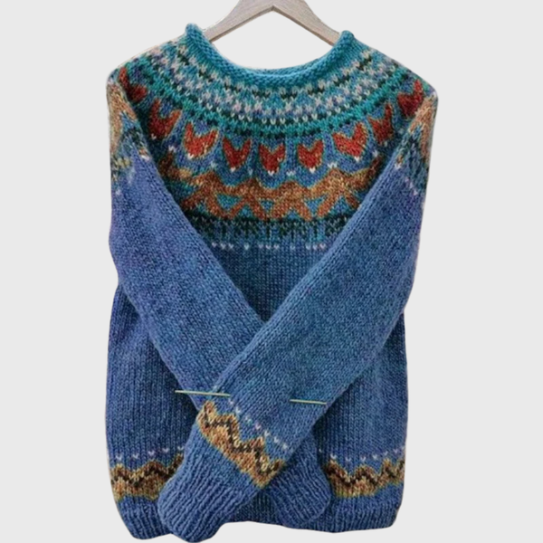 Mountain Horizon | Blue Jumper with Nordic Pattern