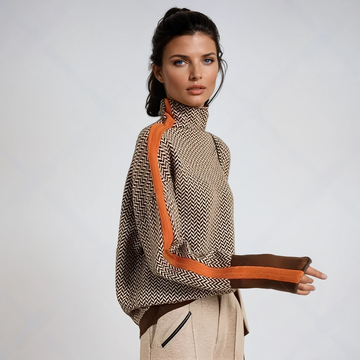 Beatriz - Turtleneck Sweater with Bold Contrast Stripes