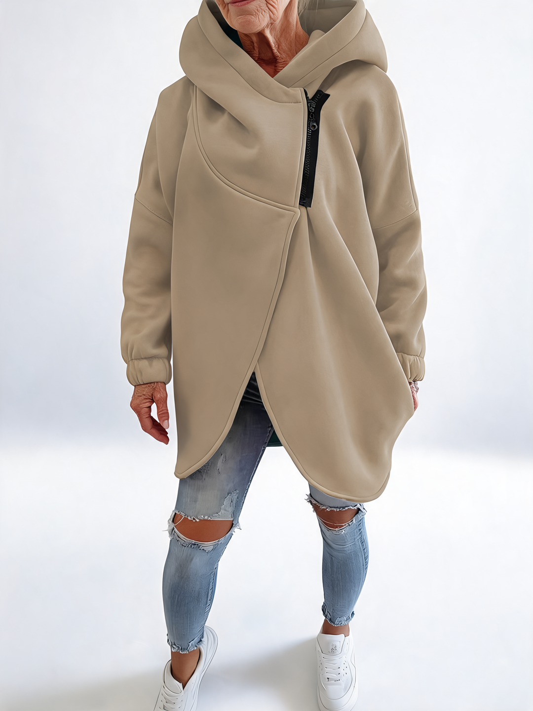 Doriane™ — Cosy Asymmetric Zip Sweatshirt, Urban Style