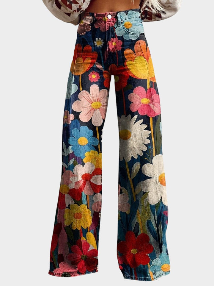 Léna™ | Wide-Leg Floral Trousers