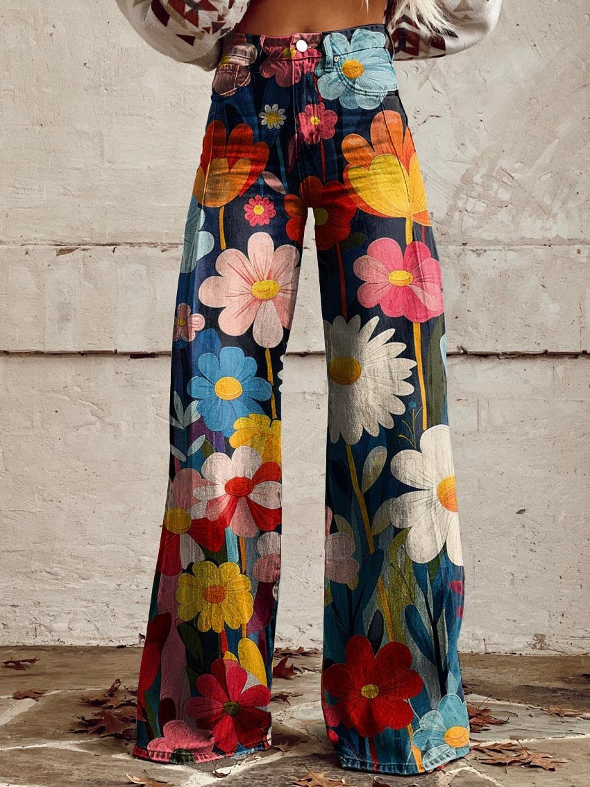Léna™ | Wide-Leg Floral Trousers
