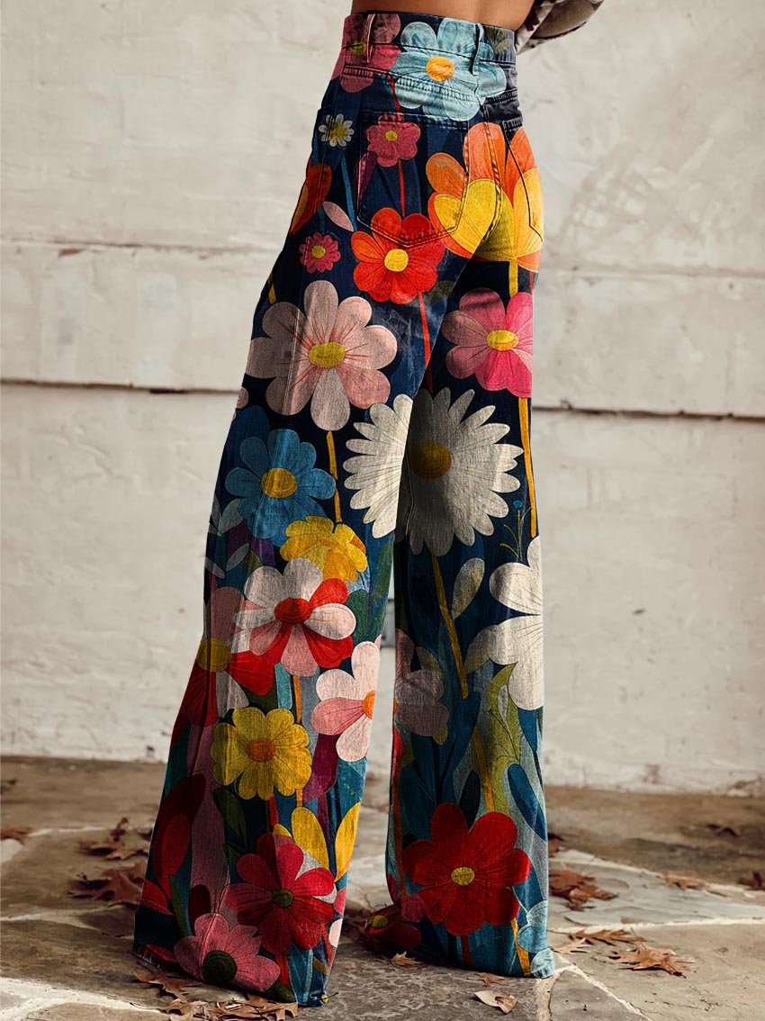 Léna™ | Wide-Leg Floral Trousers