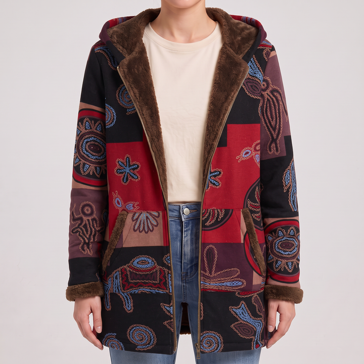 Aurora | Coat with Artistic Patchwork Pattern