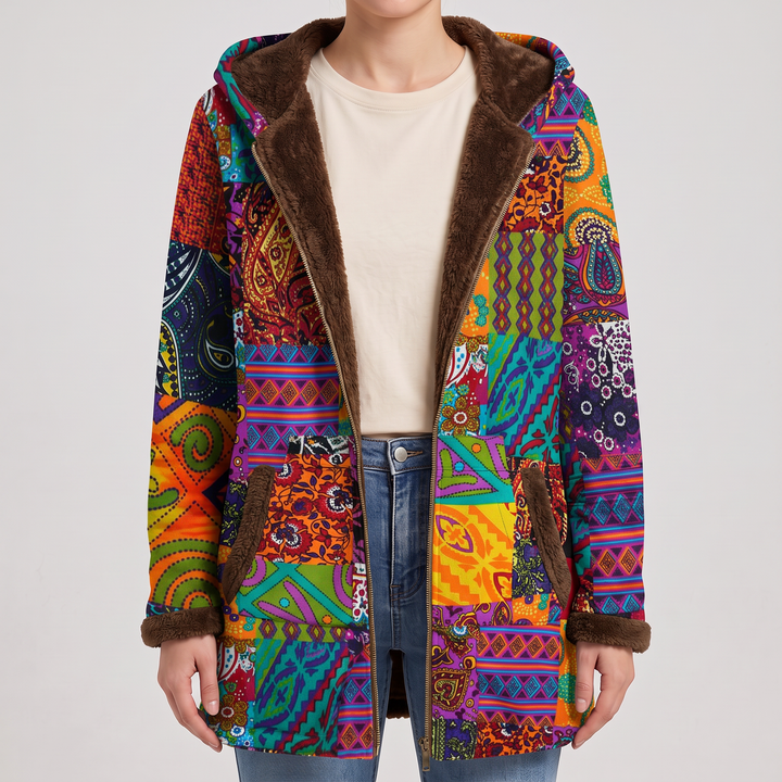 Sofia | Coat with Boho Patchwork Pattern
