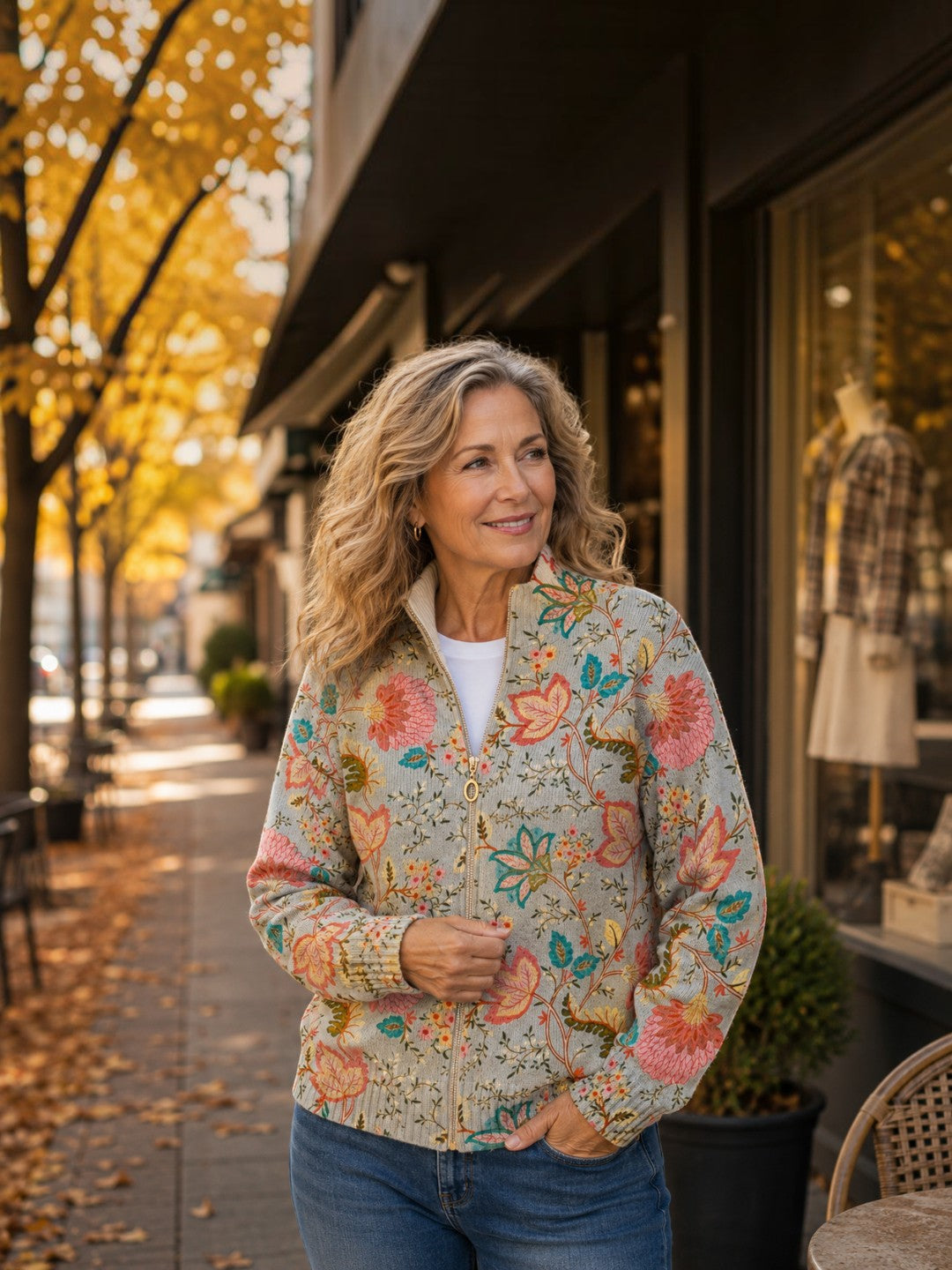 Noelia | Knitted Cardigan with Garden Floral Pattern