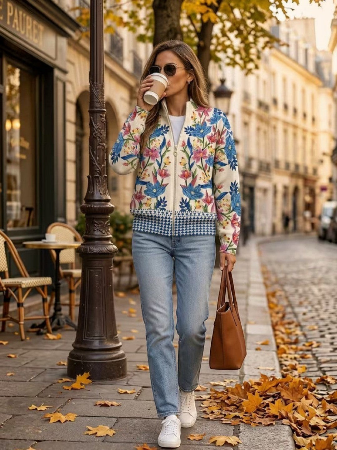 Esperanza | Knitted Cardigan with Botanical Floral Pattern
