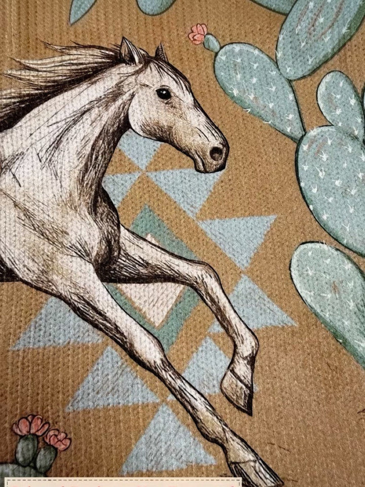 Aurora | Knitted Cardigan with Horse and Cactus Motif