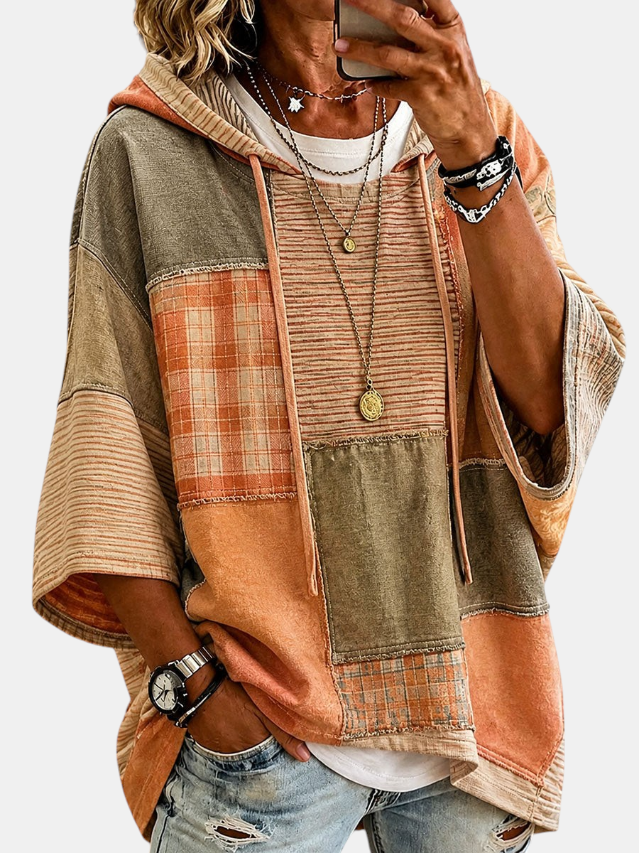 Autumn Hoodie with Artistic Patchwork