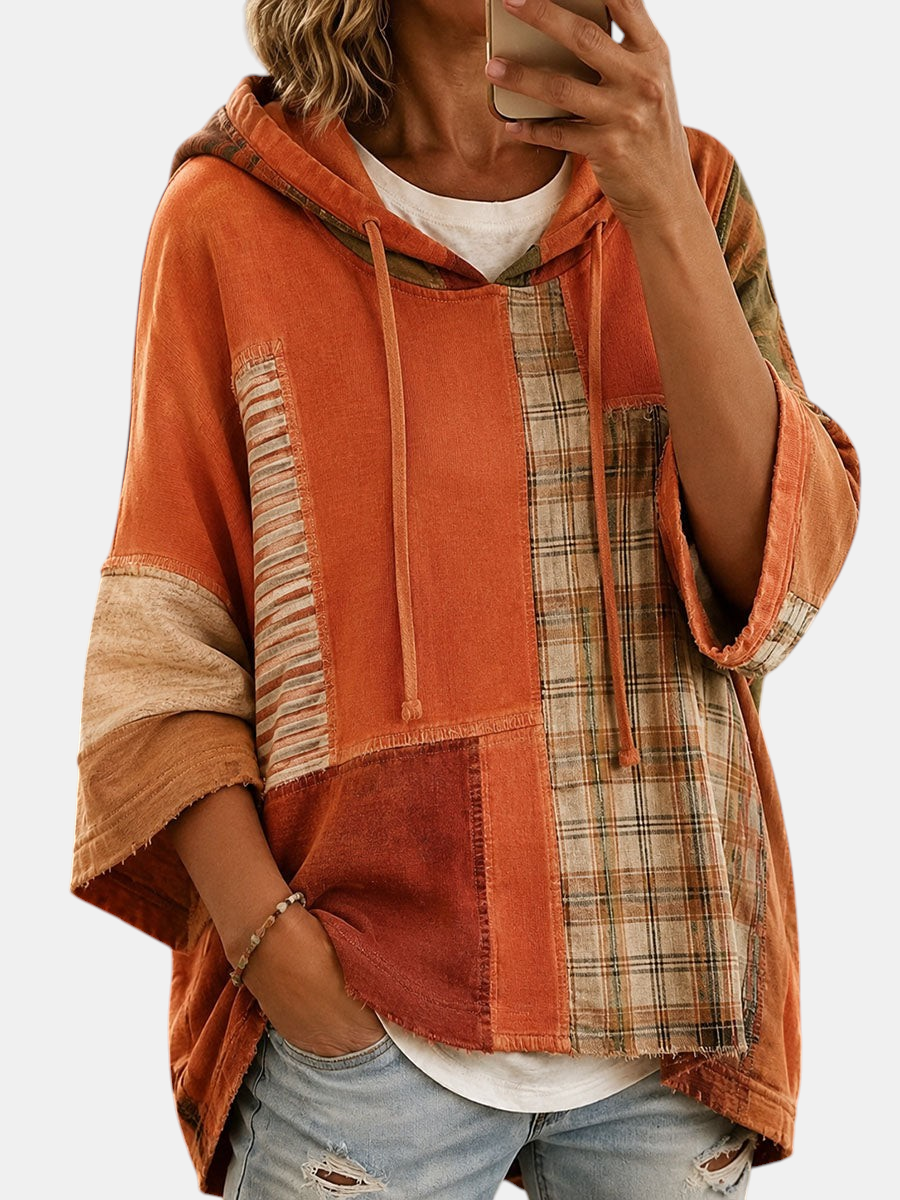 Artistic Autumn Patchwork Hoodie