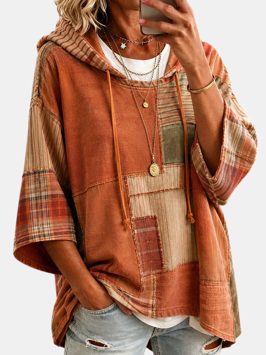 Autumnal Artistic Patchwork Hoodie